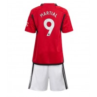 Billiga Manchester United Anthony Martial #9 Barnkläder Hemma fotbollskläder till baby 2023-24 Kortärmad (+ Korta byxor)